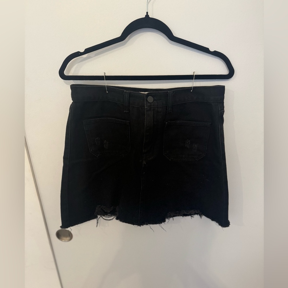 Sage The Label Black Denim Mini Skirt Size L